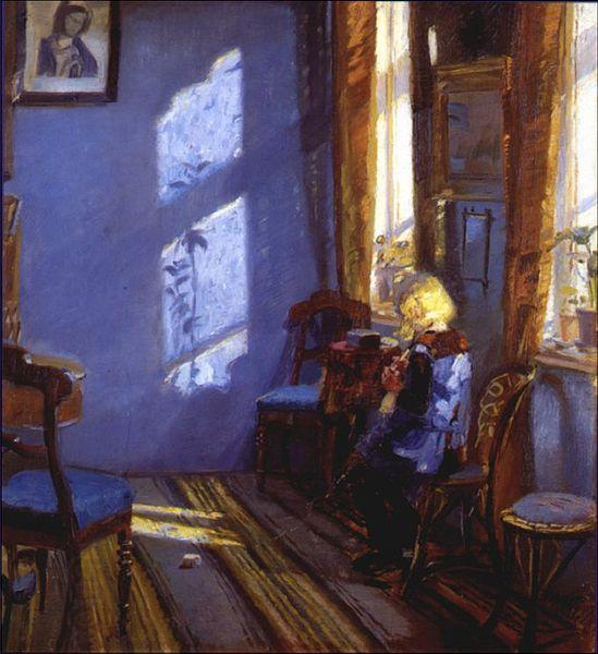 Anna Ancher Sunlight in the blue room China oil painting art